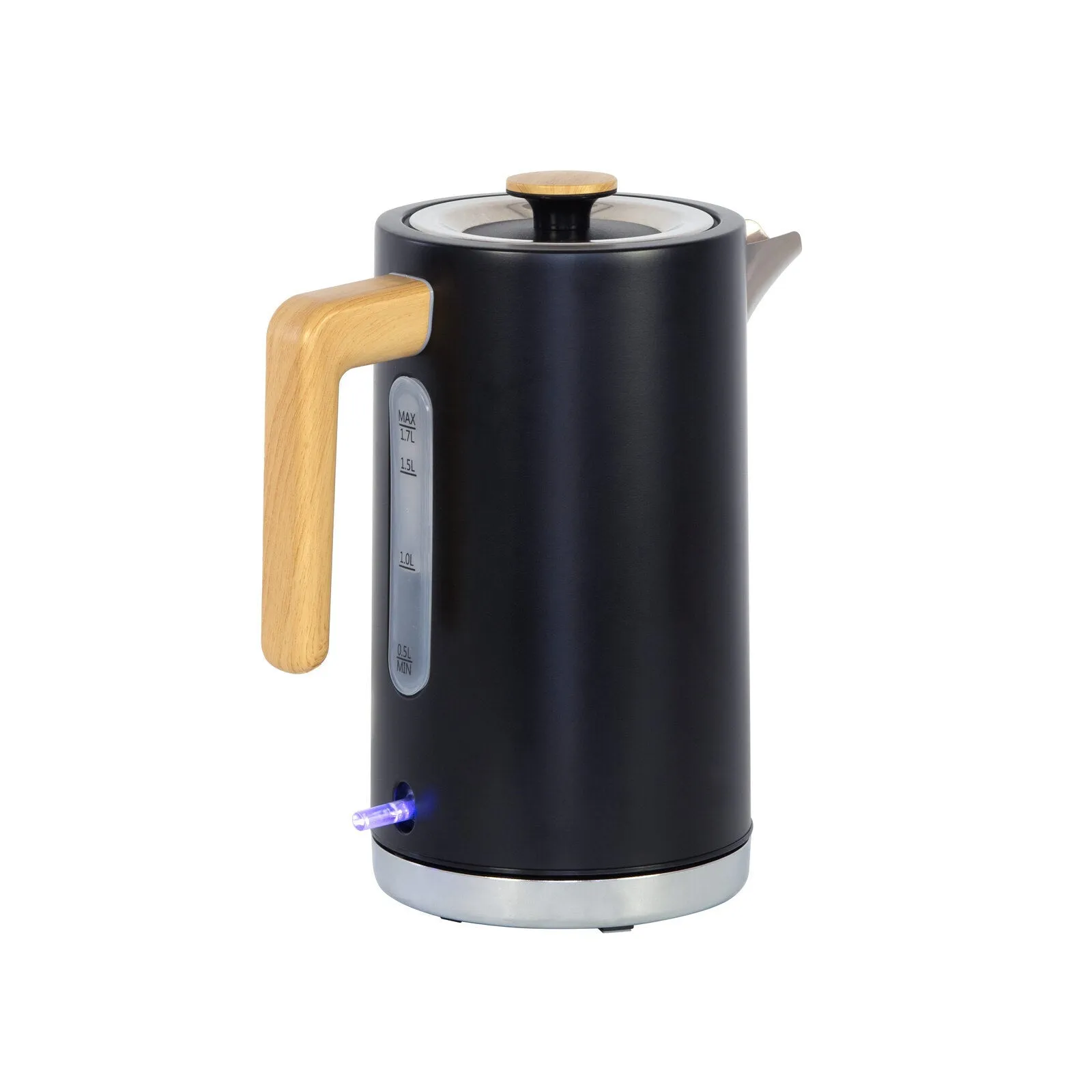 1.7L Kitchen Kettle & 2-Slice Toaster Set | Black with Wood Accents