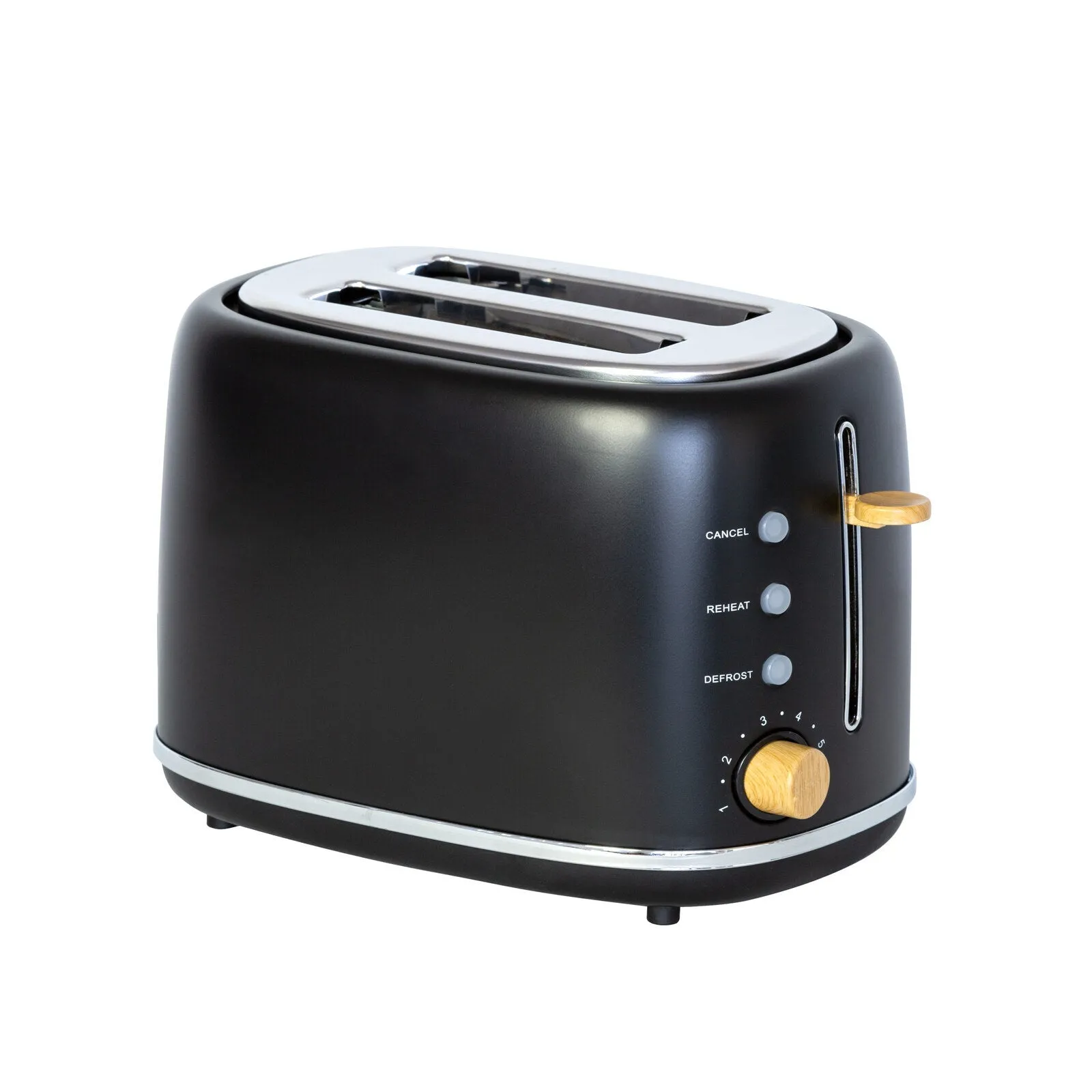 1.7L Kitchen Kettle & 2-Slice Toaster Set | Black with Wood Accents