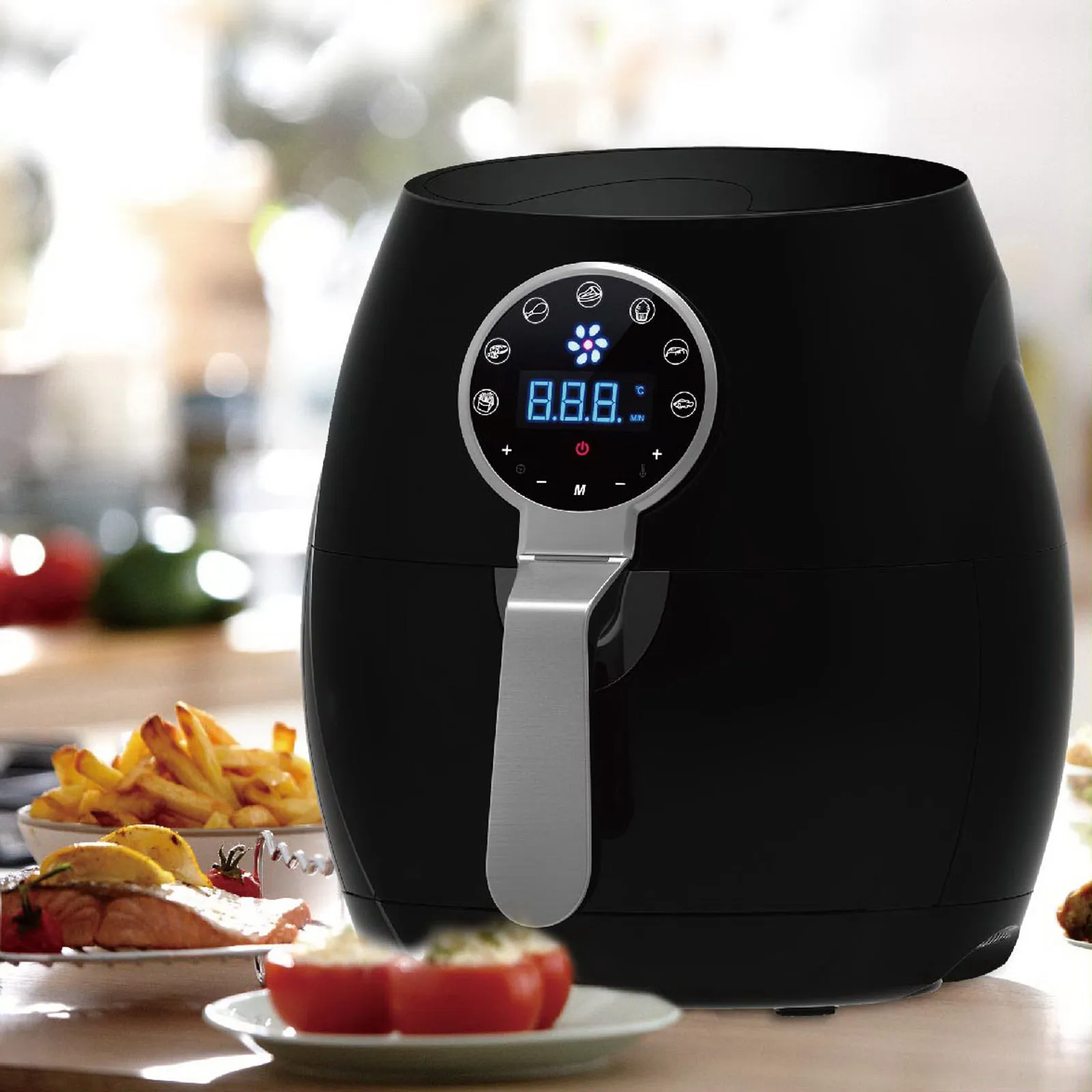 5 Litre Air Fryer | Black   1.7 Litre Kettle | Blue LED | Kitchen Package Deal Set