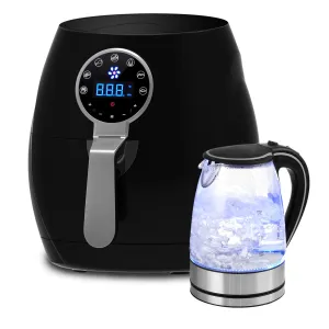 5 Litre Air Fryer | Black   1.7 Litre Kettle | Blue LED | Kitchen Package Deal Set