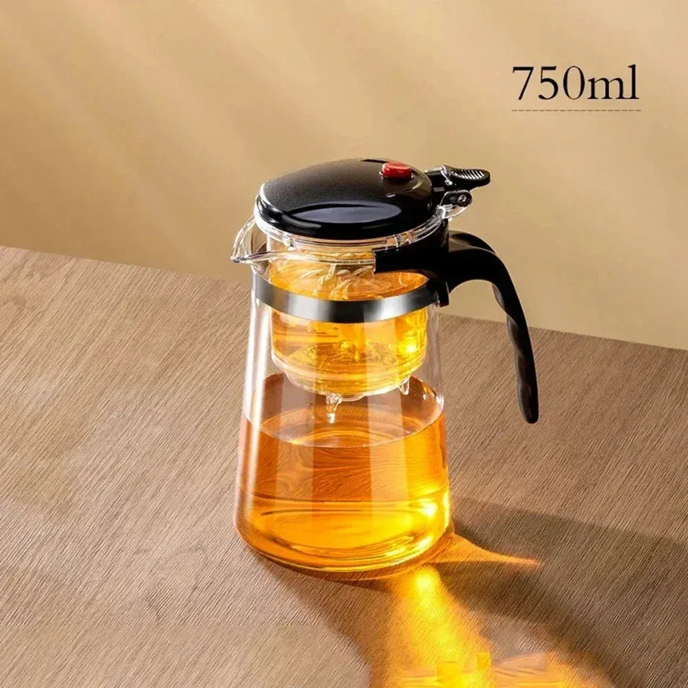 750ML Transparent Glass Teapot With Filter For Tea Household Coffee Kettle With Lid Coffee And Tea Tableware Coffeeware Teaware