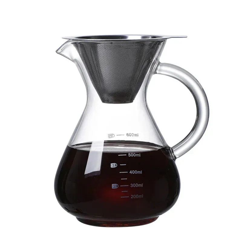 Chemex coffee pot Pour Over Coffee Brewer with Stainless Steel Coffee Filter High borosilicate glass material coffee kettle