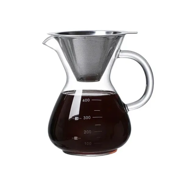 Chemex coffee pot Pour Over Coffee Brewer with Stainless Steel Coffee Filter High borosilicate glass material coffee kettle