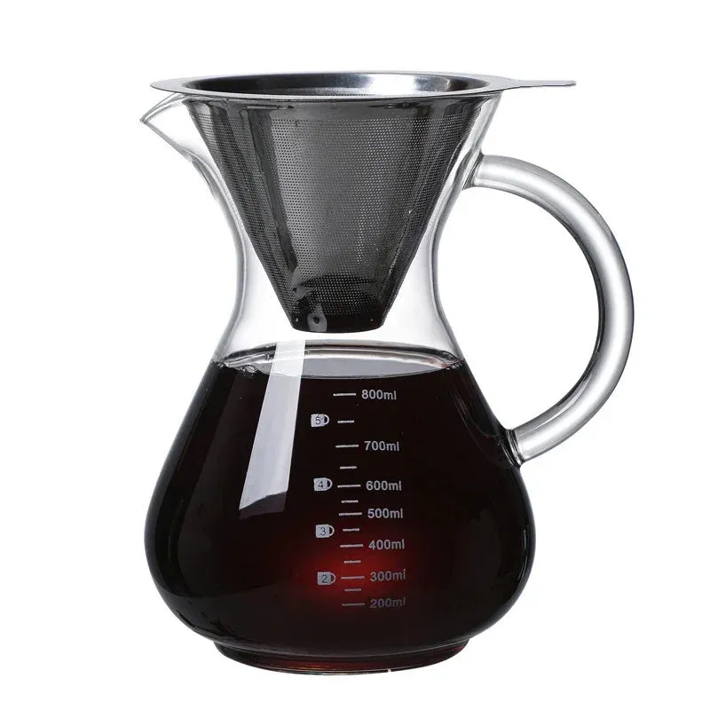 Chemex coffee pot Pour Over Coffee Brewer with Stainless Steel Coffee Filter High borosilicate glass material coffee kettle