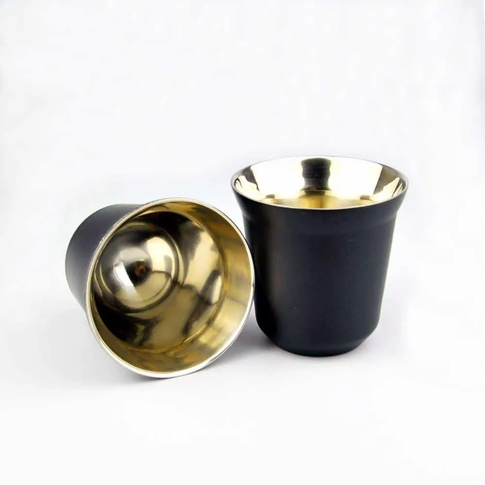 Double Wall Stainless Steel Espresso Cups 2 pcs Set