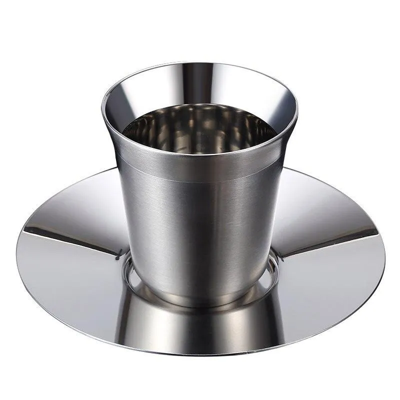 Double Wall Stainless Steel Espresso Cups 2 pcs Set