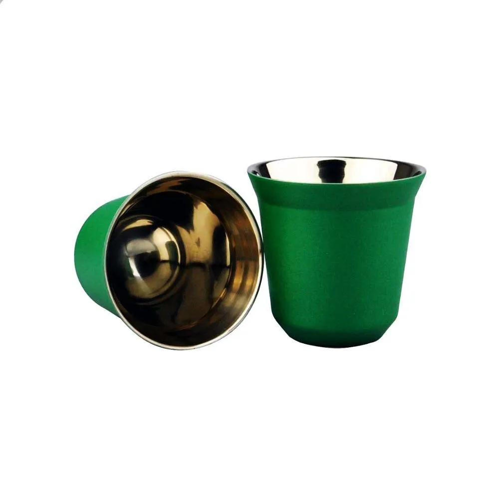 Double Wall Stainless Steel Espresso Cups 2 pcs Set