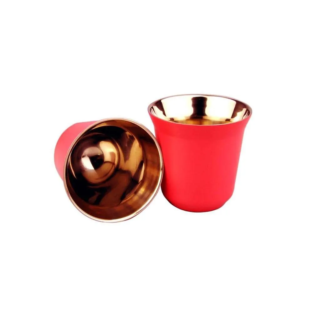 Double Wall Stainless Steel Espresso Cups 2 pcs Set