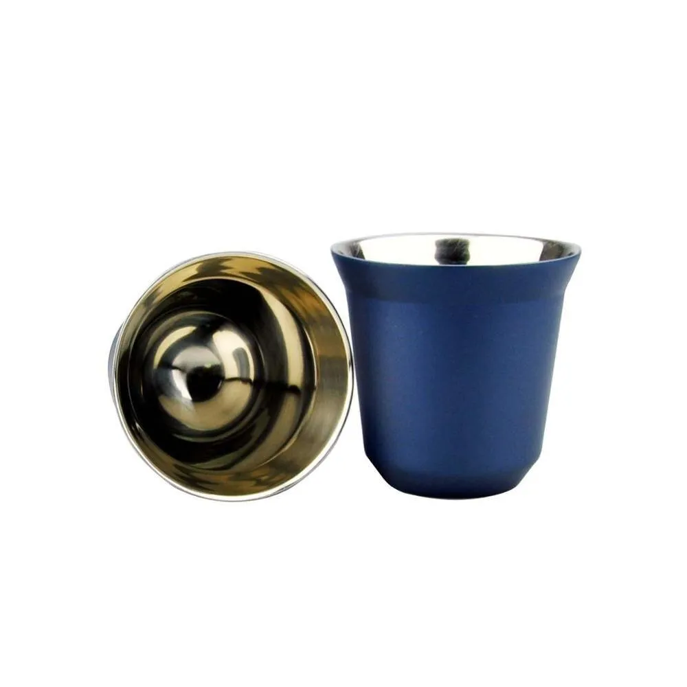 Double Wall Stainless Steel Espresso Cups 2 pcs Set