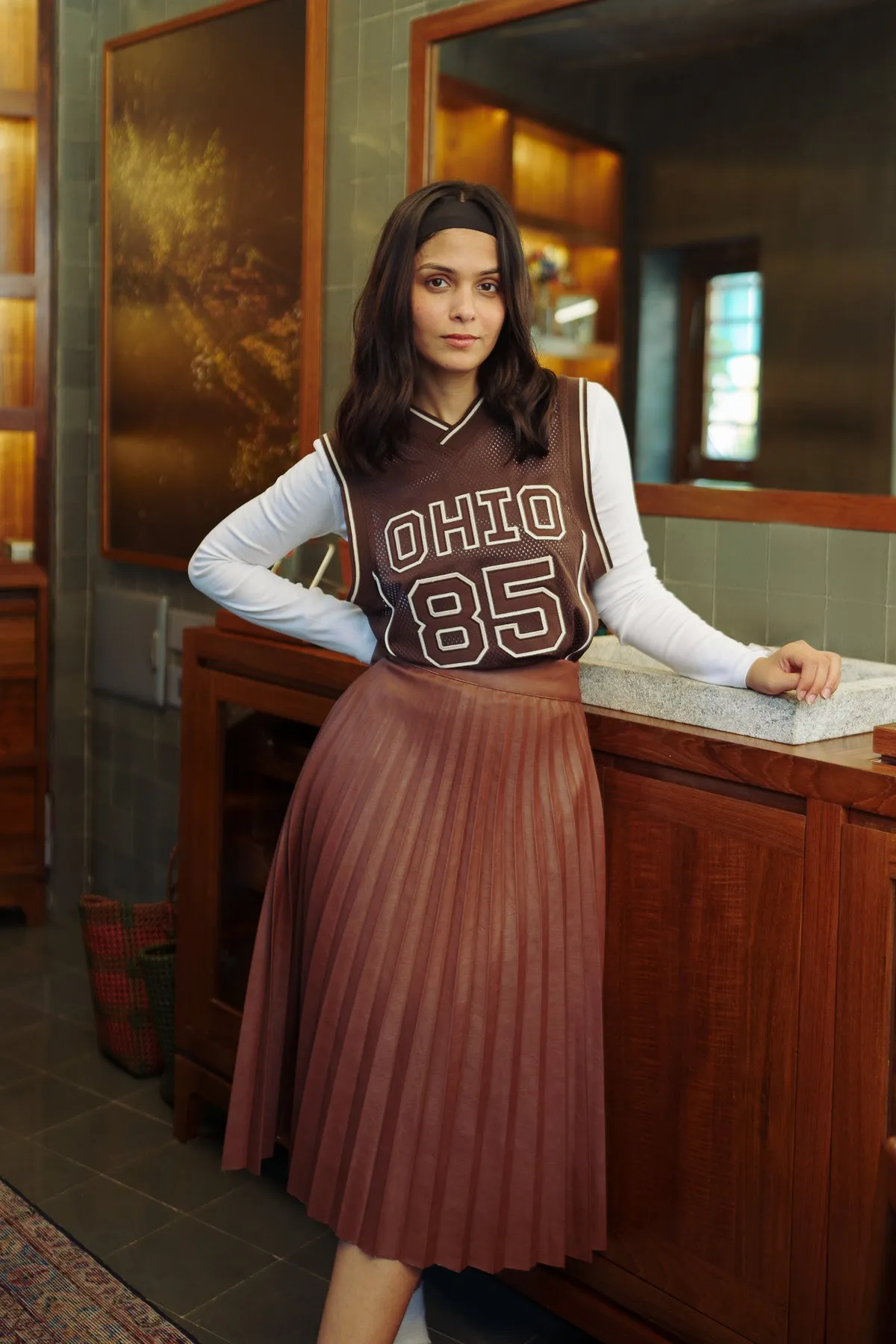 Espresso Brown Leather Skirt