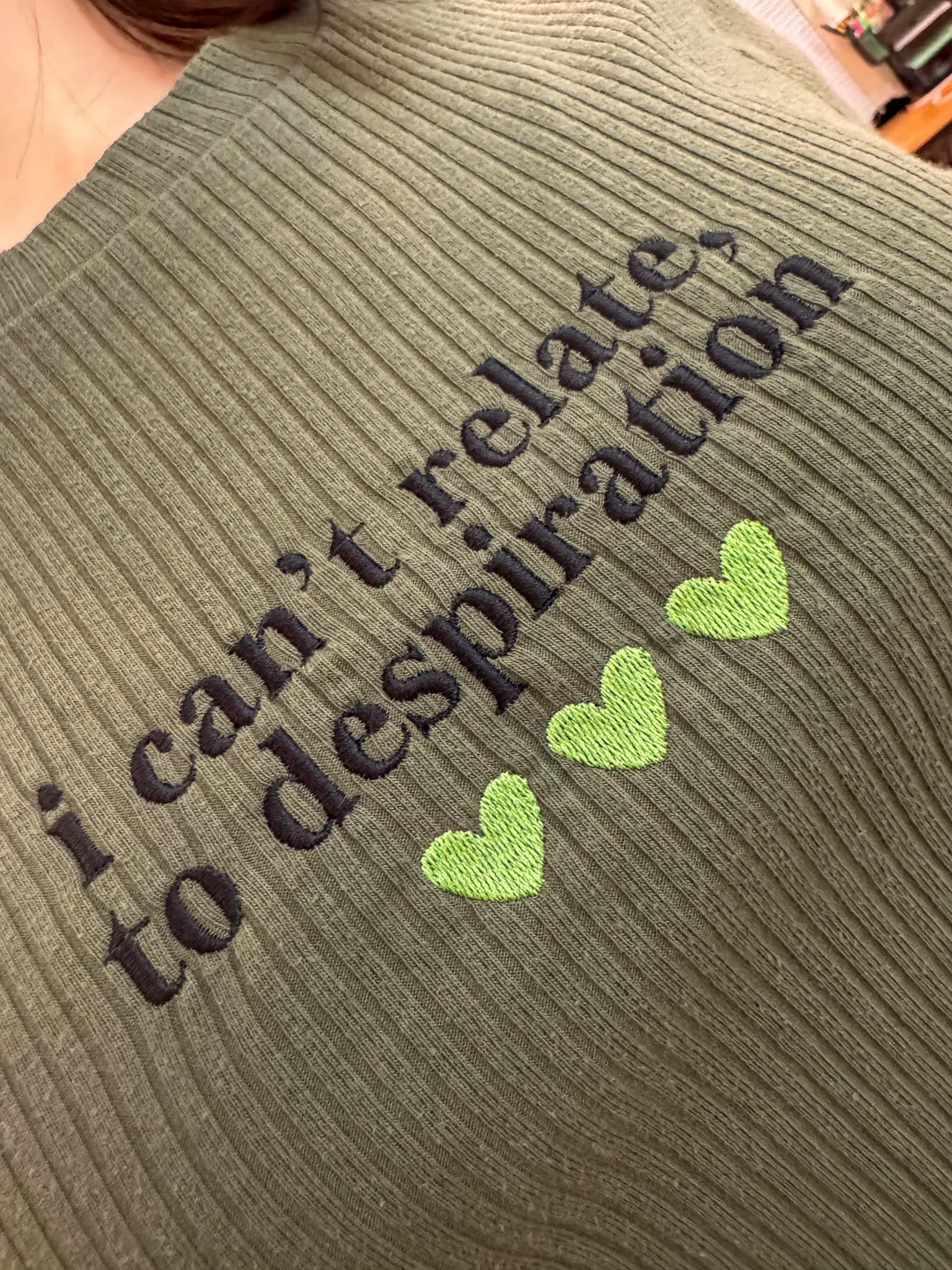 Espresso Green Ribbed Baby Tee M
