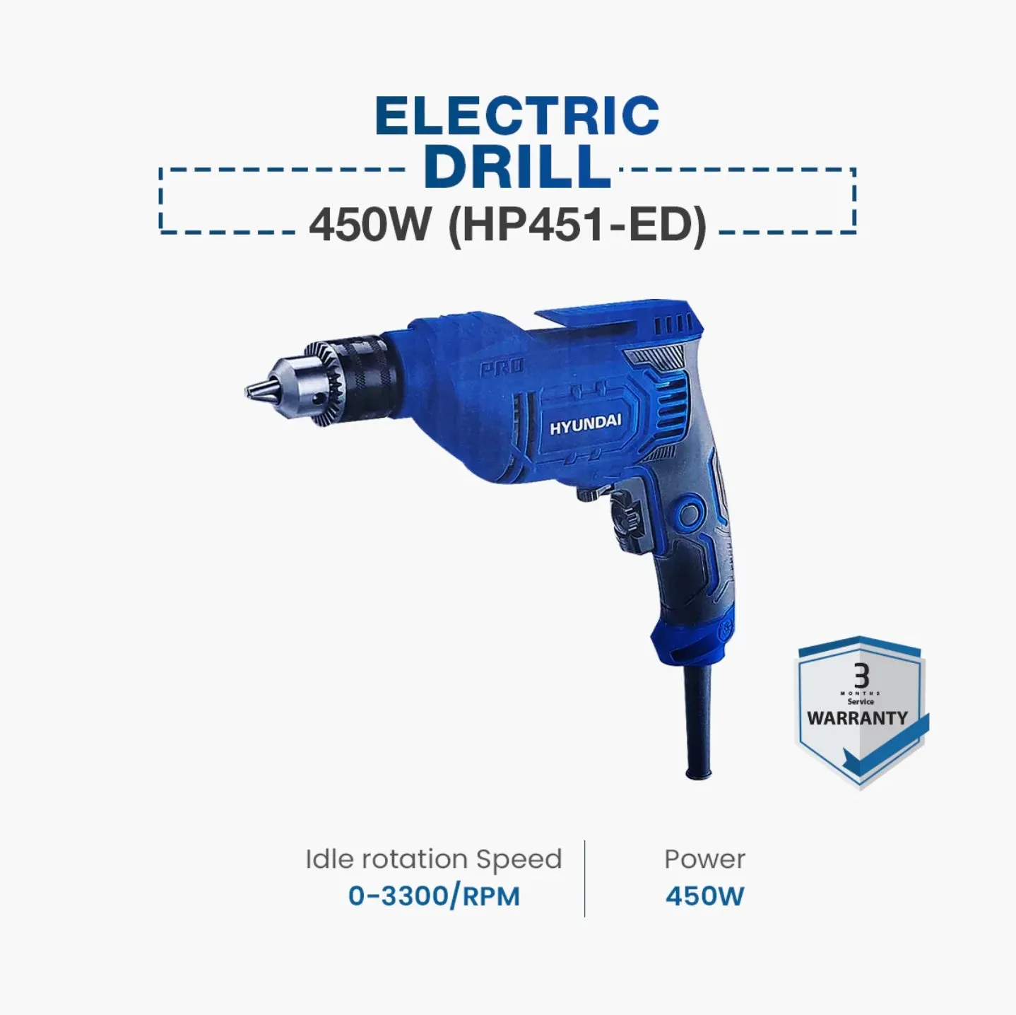Hyundai Electric Drill 450W (HP451-ED)