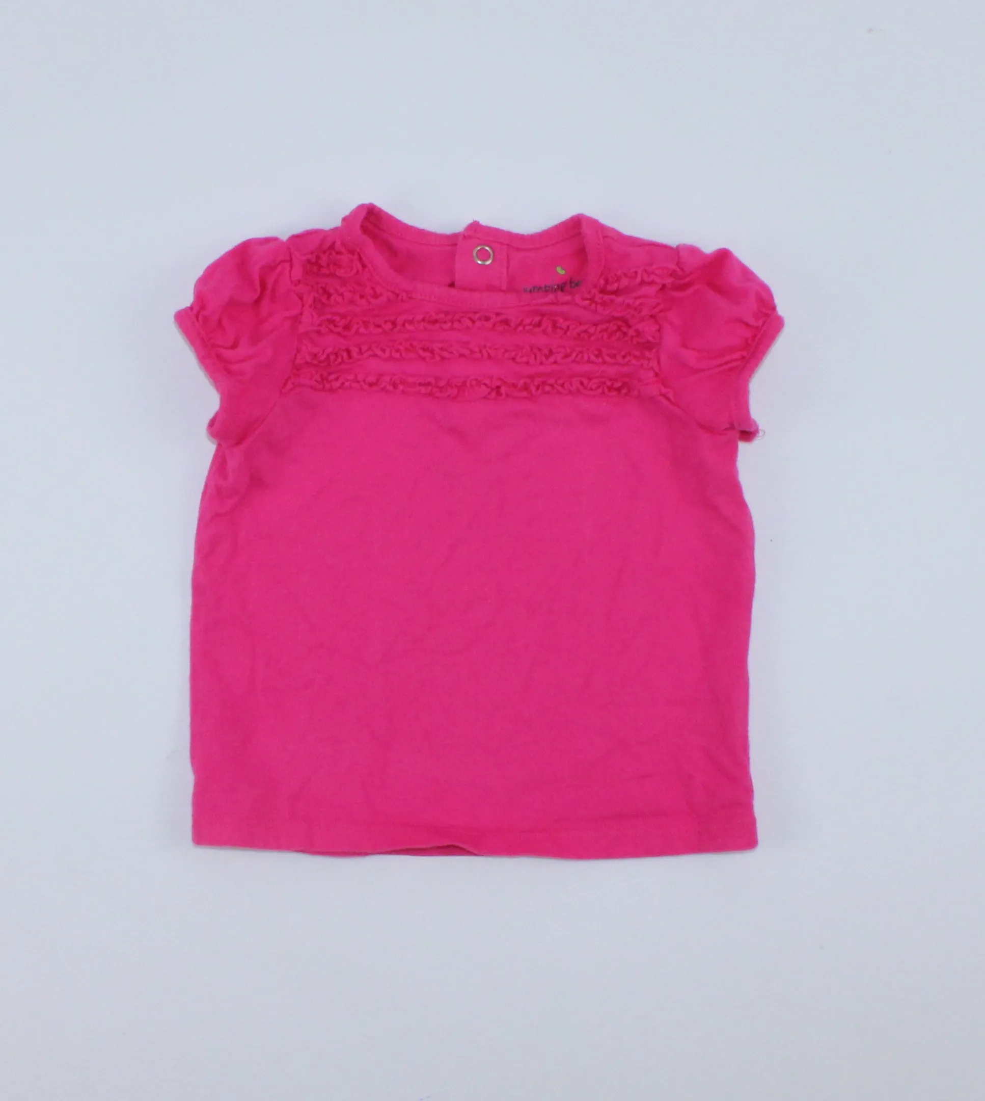 JUMPING BEANS PINK RUFFLE TOP 6-9M PRE-LOVED