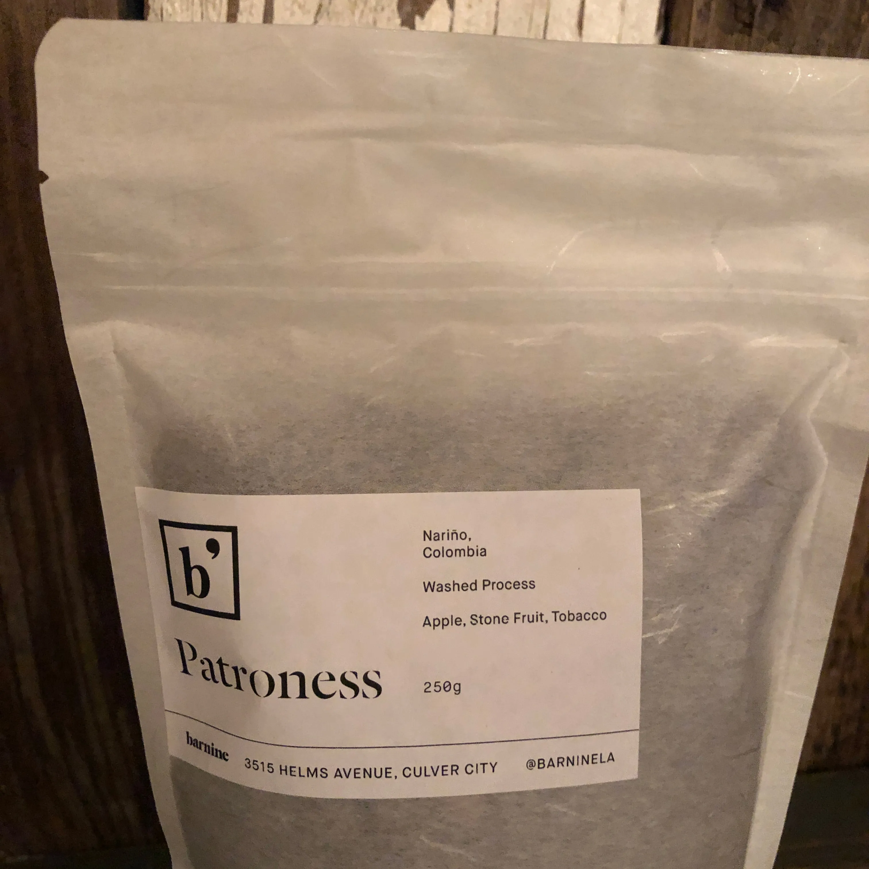 Patroness - whole bean coffee by Bar Nine - 250g