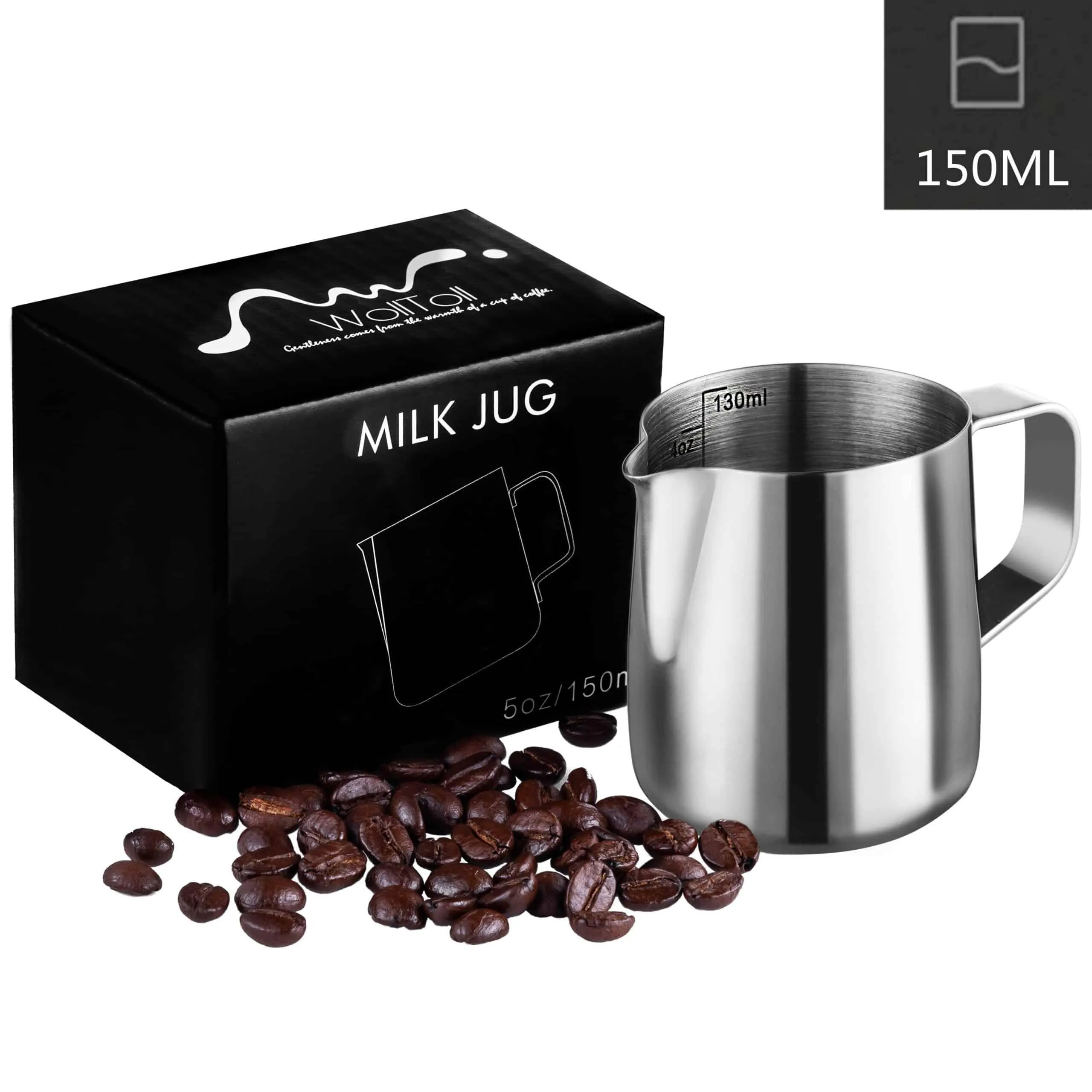 Silver Milk Frothing Pitcher Jug