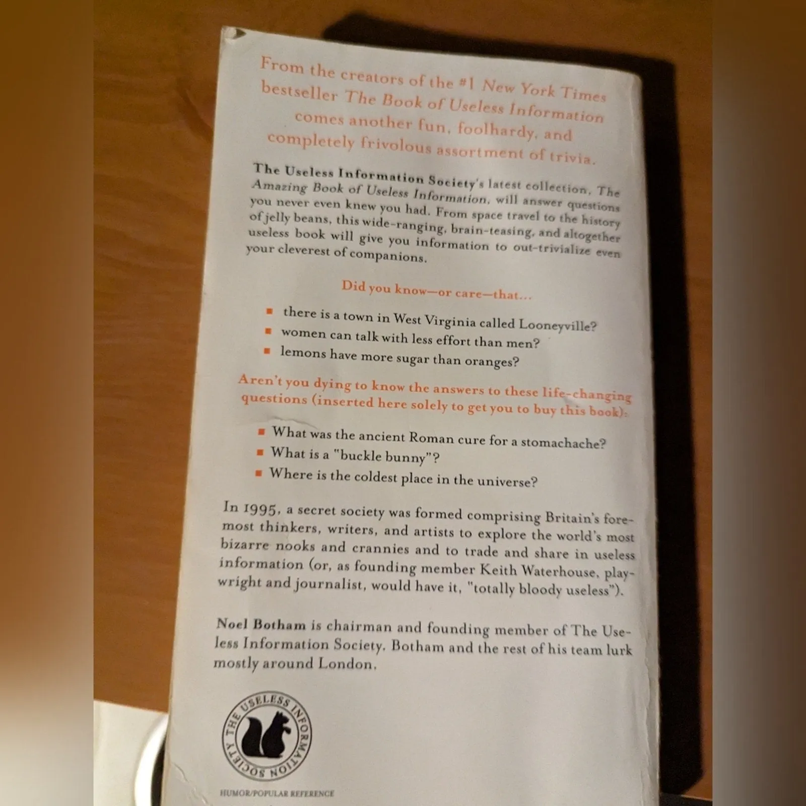 The Amazing Book of Useless Information by Noel Bothan